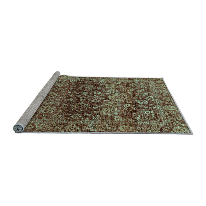 Sideview of Machine Washable Oriental Light Blue Traditional Rug, wshabs440lblu