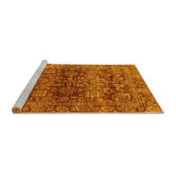 Sideview of Machine Washable Oriental Yellow Traditional Rug, wshabs440yw