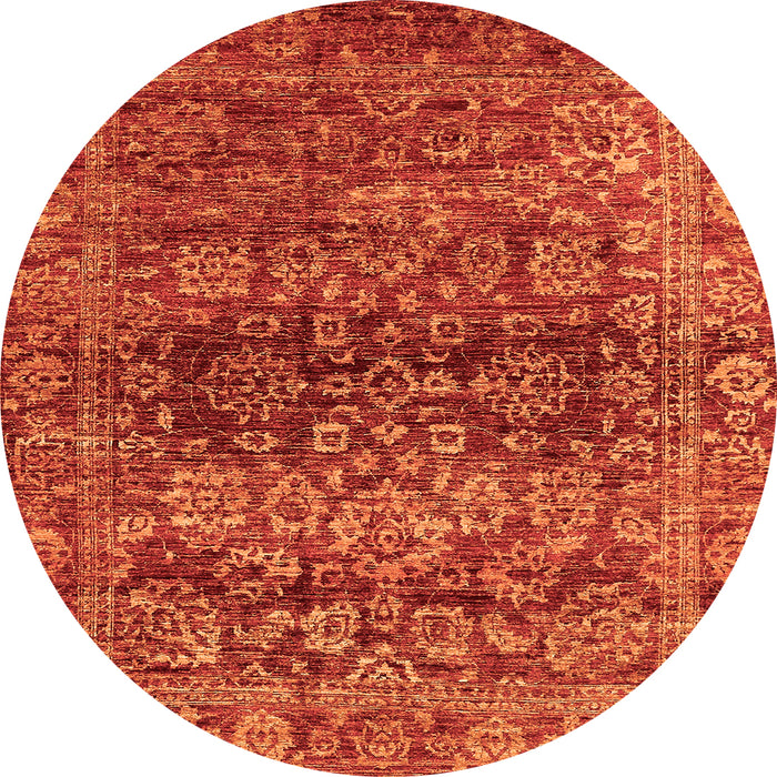 Round Oriental Orange Traditional Rug, abs440org