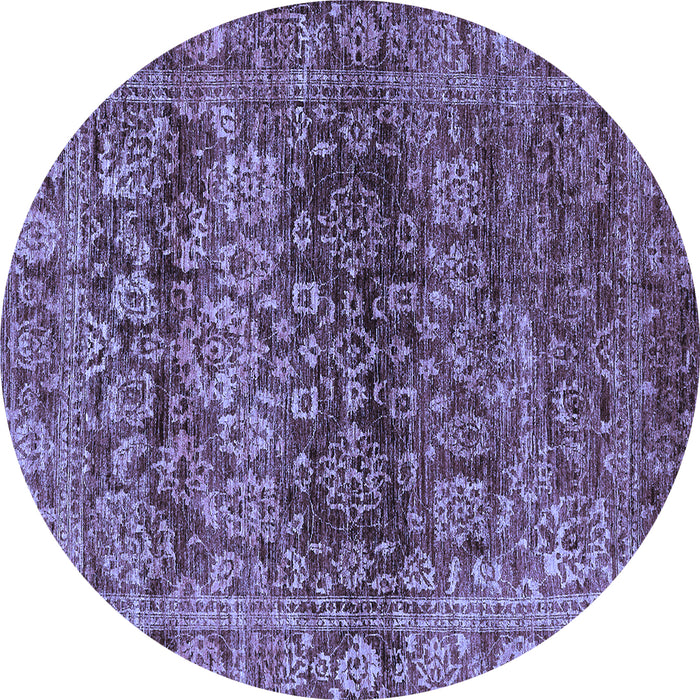 Round Machine Washable Oriental Blue Traditional Rug, wshabs440blu