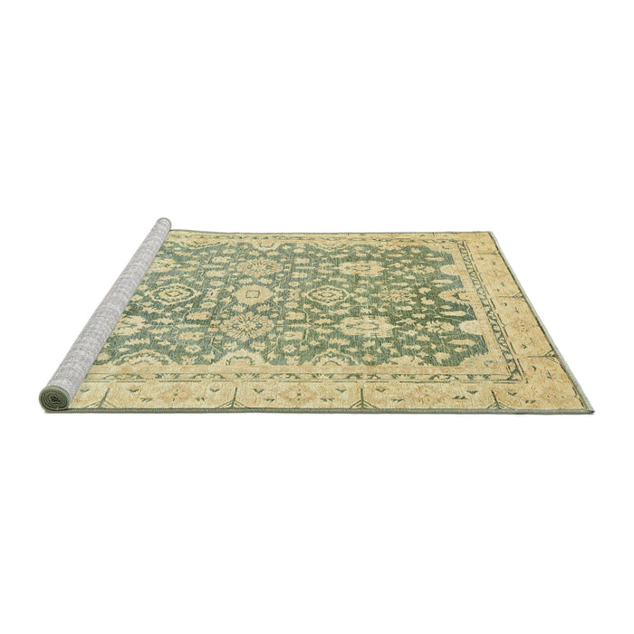 Sideview of Machine Washable Abstract Brass Green Rug, wshabs441