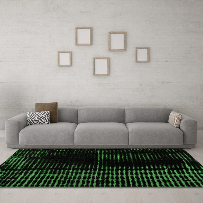 Machine Washable Oriental Emerald Green Modern Area Rugs in a Living Room,, wshabs4410emgrn
