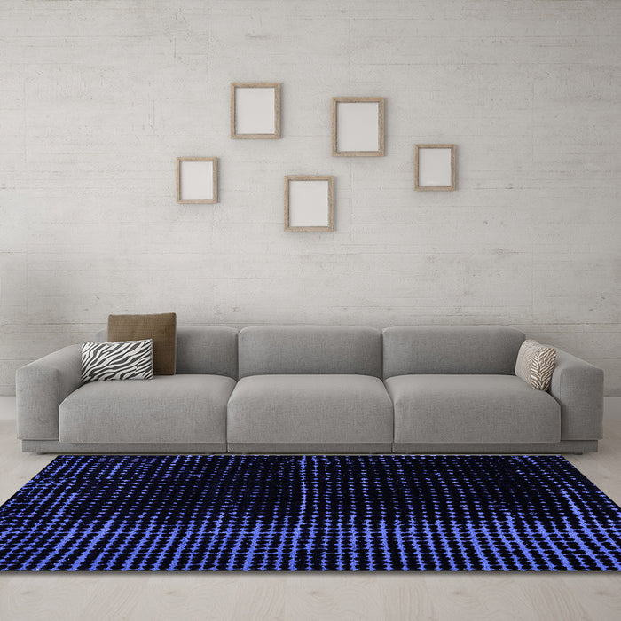 Machine Washable Oriental Blue Modern Rug in a Living Room, wshabs4410blu