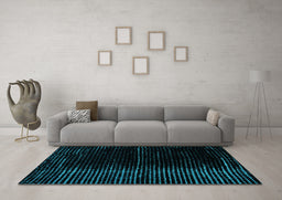 Machine Washable Oriental Turquoise Modern Area Rugs in a Living Room,, wshabs4410turq