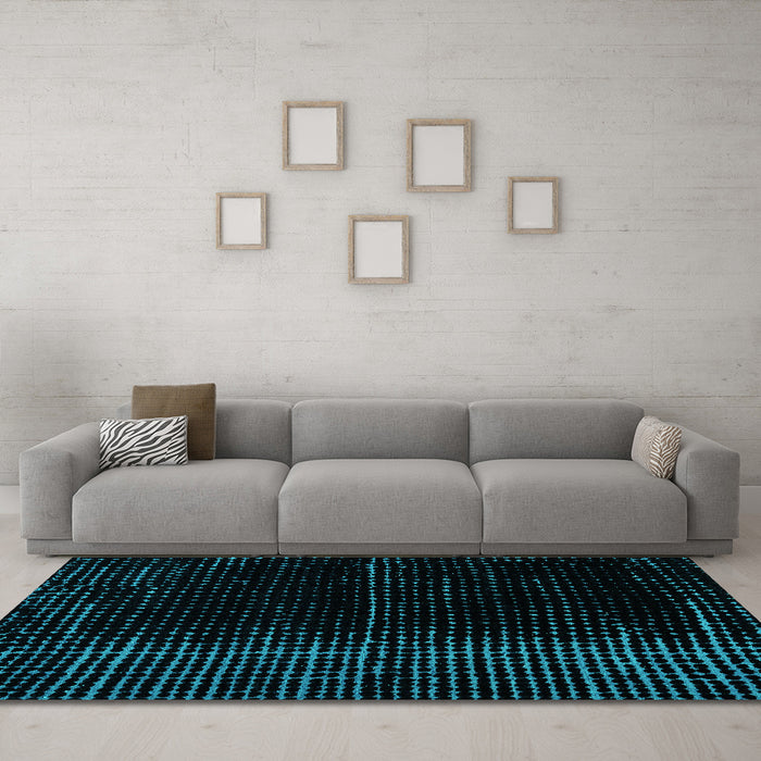 Machine Washable Oriental Turquoise Modern Area Rugs in a Living Room,, wshabs4410turq