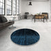 Round Machine Washable Abstract Black Rug in a Office, wshabs4410