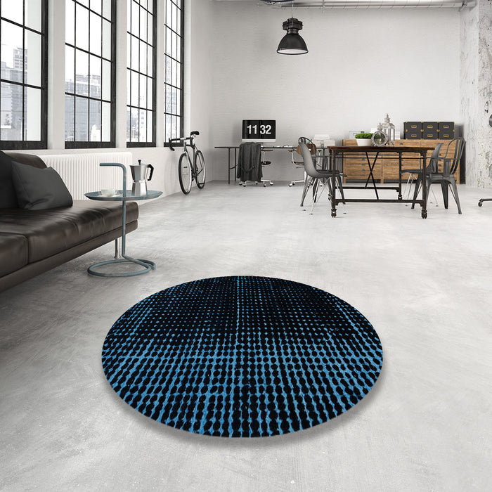 Round Abstract Black Oriental Rug in a Office, abs4410
