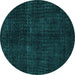 Round Oriental Turquoise Modern Rug, abs4411turq