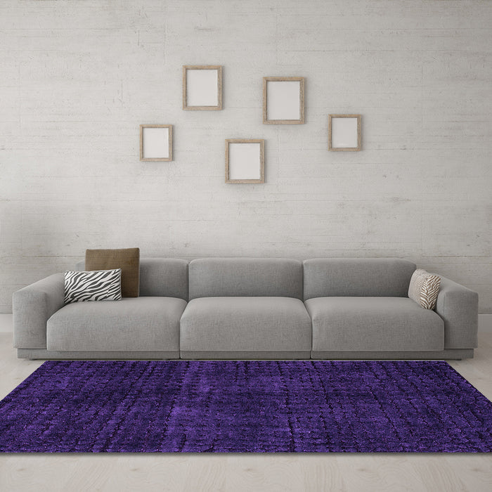 Machine Washable Oriental Purple Modern Area Rugs in a Living Room, wshabs4411pur