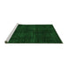 Sideview of Machine Washable Oriental Green Modern Area Rugs, wshabs4411grn