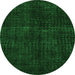 Round Oriental Green Modern Rug, abs4411grn