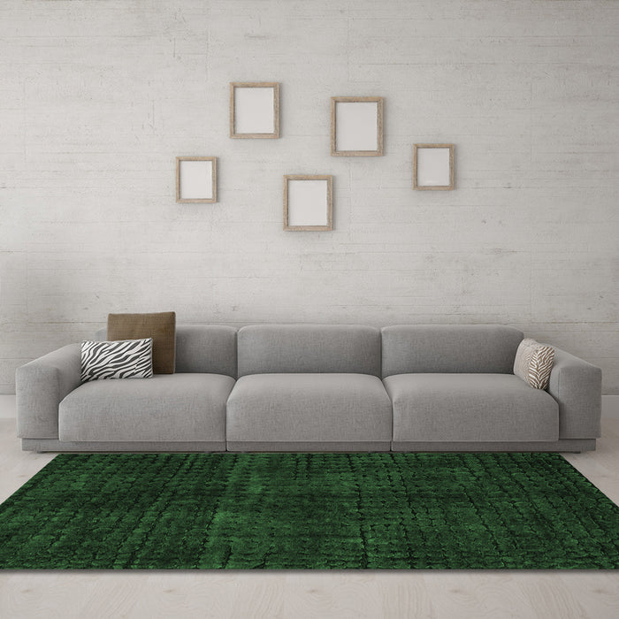 Machine Washable Oriental Emerald Green Modern Area Rugs in a Living Room,, wshabs4411emgrn