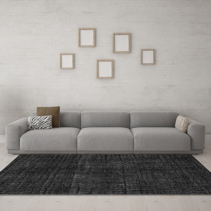 Machine Washable Oriental Gray Modern Rug in a Living Room,, wshabs4411gry