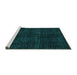 Sideview of Machine Washable Oriental Turquoise Modern Area Rugs, wshabs4411turq