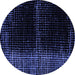 Round Machine Washable Oriental Blue Modern Rug, wshabs4412blu