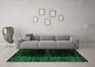 Machine Washable Oriental Green Modern Area Rugs in a Living Room,, wshabs4412grn