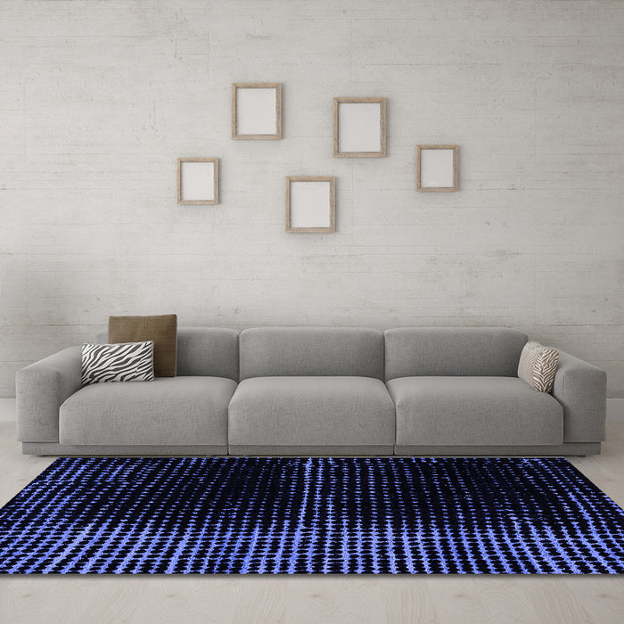 Machine Washable Oriental Blue Modern Rug in a Living Room, wshabs4412blu