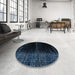 Round Abstract Black Oriental Rug in a Office, abs4412