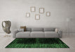 Machine Washable Oriental Emerald Green Modern Area Rugs in a Living Room,, wshabs4412emgrn