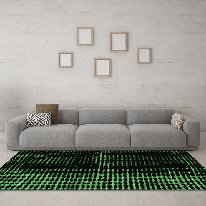 Machine Washable Oriental Emerald Green Modern Area Rugs in a Living Room,, wshabs4412emgrn