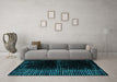 Machine Washable Oriental Turquoise Modern Area Rugs in a Living Room,, wshabs4412turq