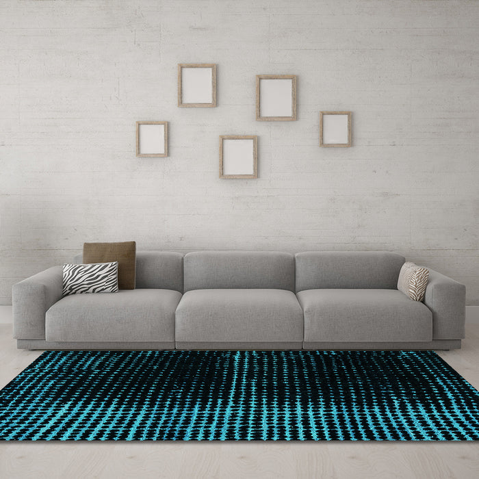 Machine Washable Oriental Turquoise Modern Area Rugs in a Living Room,, wshabs4412turq