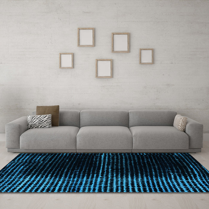 Machine Washable Oriental Light Blue Modern Rug in a Living Room, wshabs4412lblu