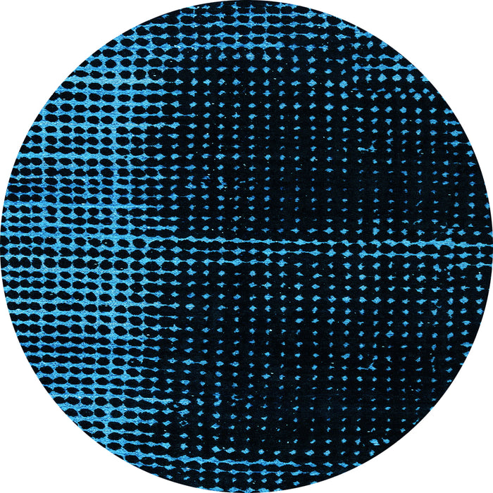 Round Machine Washable Oriental Light Blue Modern Rug, wshabs4412lblu