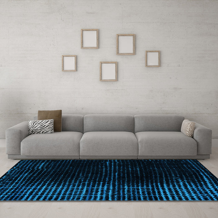 Machine Washable Oriental Light Blue Modern Rug in a Living Room, wshabs4413lblu