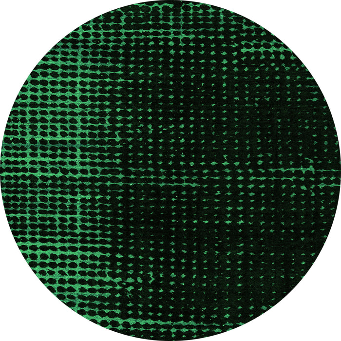 Round Machine Washable Oriental Green Modern Area Rugs, wshabs4413grn