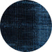 Round Machine Washable Abstract Black Rug, wshabs4413