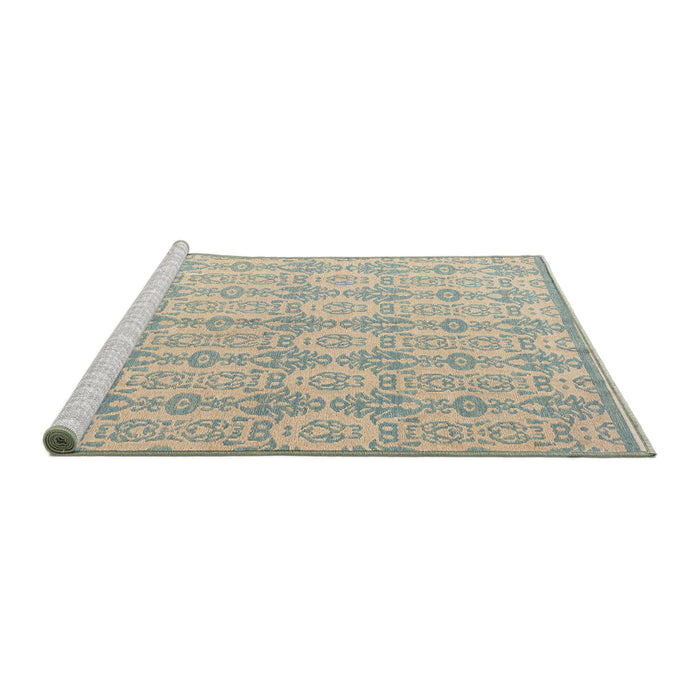 Sideview of Machine Washable Abstract Green Rug, wshabs4414