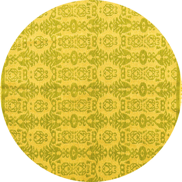 Round Abstract Yellow Modern Rug, abs4414yw
