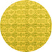 Round Abstract Yellow Modern Rug, abs4414yw