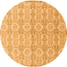 Round Machine Washable Abstract Orange Modern Area Rugs, wshabs4414org