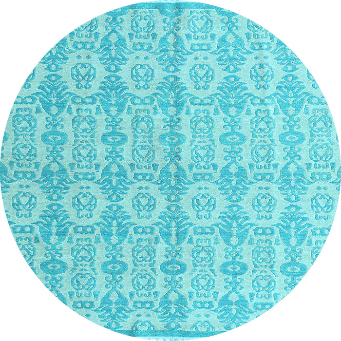 Round Machine Washable Abstract Light Blue Modern Rug, wshabs4414lblu