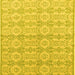 Square Machine Washable Abstract Yellow Modern Rug, wshabs4414yw