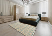 Abstract Green Modern Rug in a Bedroom, abs4414