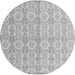 Round Machine Washable Abstract Gray Modern Rug, wshabs4414gry