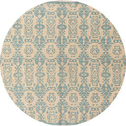 Round Machine Washable Abstract Green Rug, wshabs4414
