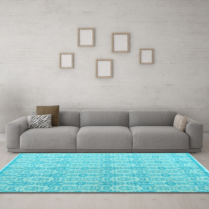 Machine Washable Abstract Light Blue Modern Rug in a Living Room, wshabs4414lblu