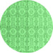 Round Abstract Emerald Green Modern Rug, abs4414emgrn