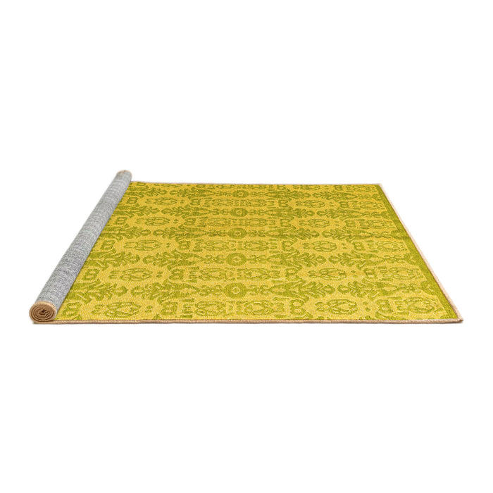 Sideview of Machine Washable Abstract Yellow Modern Rug, wshabs4414yw