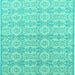 Square Abstract Turquoise Modern Rug, abs4414turq