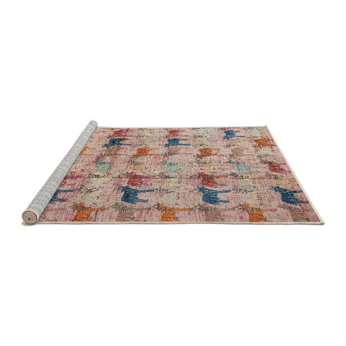 Sideview of Machine Washable Abstract Rust Pink Rug, wshabs4415
