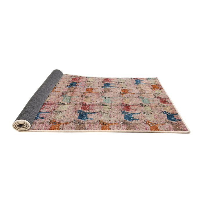 Sideview of Abstract Rust Pink Modern Rug, abs4415