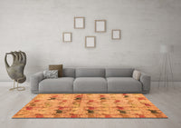 Machine Washable Abstract Orange Modern Rug, wshabs4415org