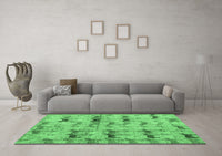 Machine Washable Abstract Emerald Green Modern Rug, wshabs4415emgrn