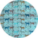 Round Abstract Light Blue Modern Rug, abs4415lblu