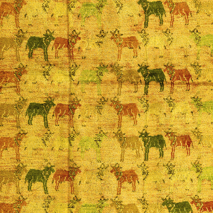 Machine Washable Abstract Yellow Modern Rug, wshabs4415yw